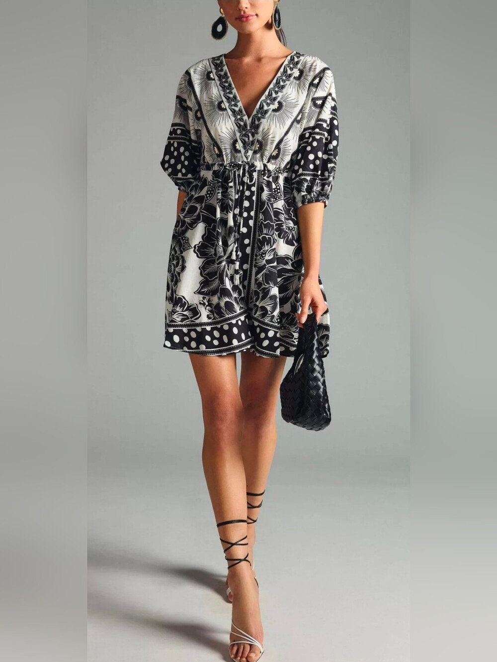 FARM Rio Printed Puff Sleeve Mini Dress Size Large